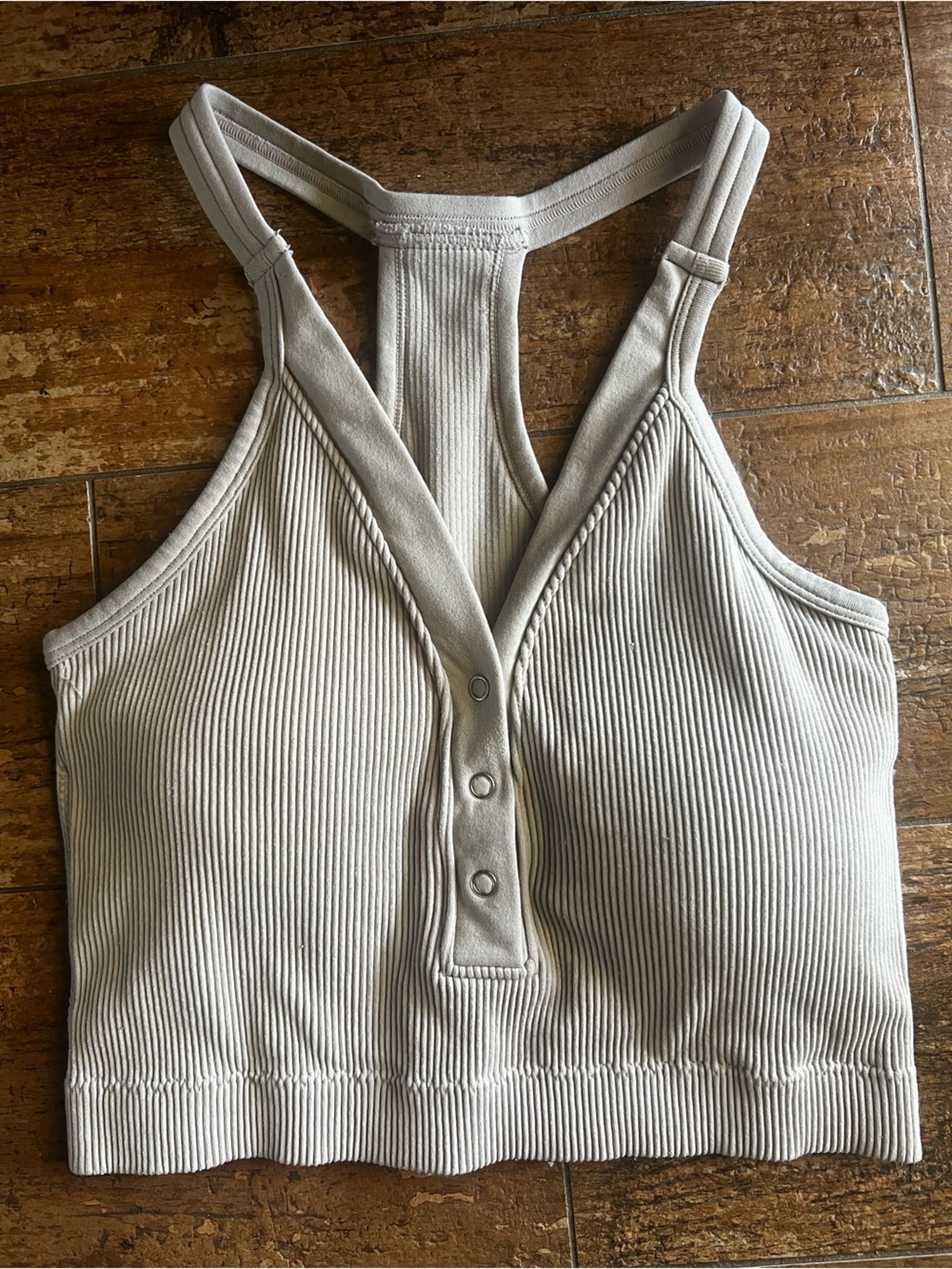 Ribbed Tan Snap Front Crop Tank Bralette | Women’s Large